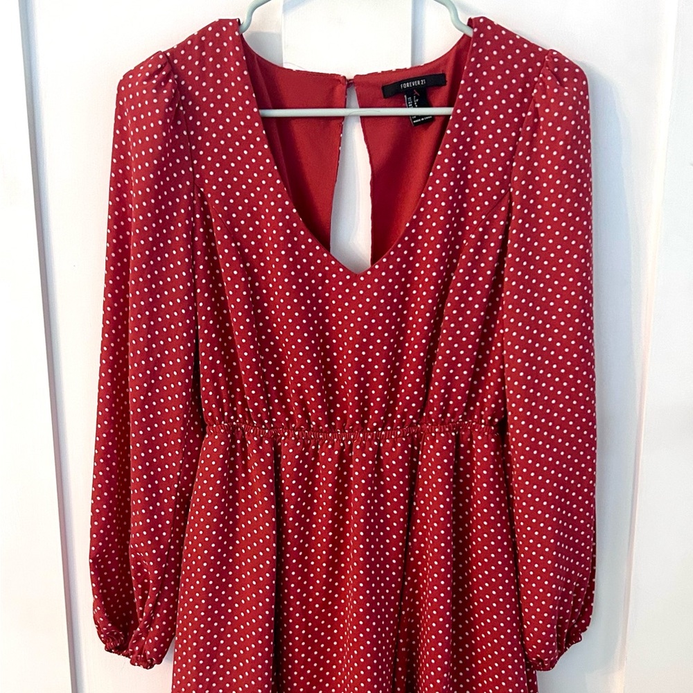 Forever 21 Orange Polka Dot Midi Dress